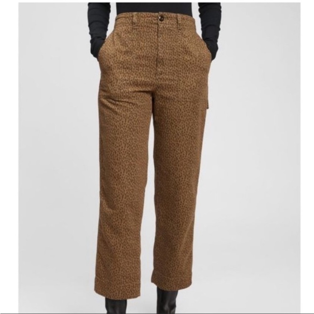 Gap wide leg leopard print carpenter style pants